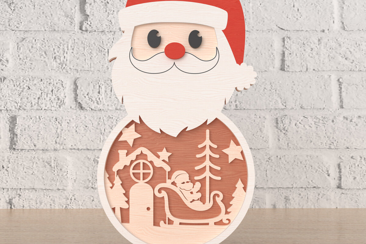 Intra απο ξύλο plywood 3mm-4mm πάχος – Διακόσμηση σκηνής Άγιος Βασίλης με έλκηθρο Δίασταση  20x20 cm INTRAFABR-107818953