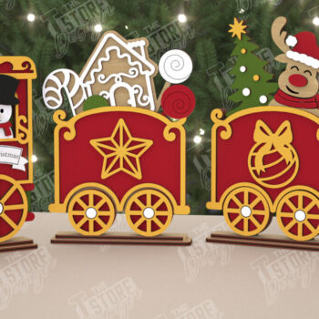 Intra απο ξύλο plywood 3mm-4mm πάχος – Χριστουγεννιάτικο τρένο του Άγιου Βασίλη | Δώρα γιορτών Δίασταση 20x20 cm INTRAFABR-108851347 - Image 1