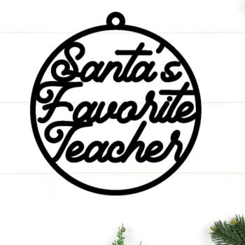 Intra απο ξύλο plywood 3mm-4mm πάχος – SANTA’S FAVORITE TEACHER Στολίδι Μεταλλικό Δίασταση  20x20 cm INTRAFABR-86052511 - Image 1