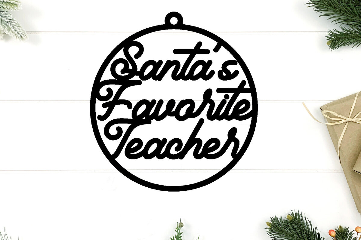 Intra απο ξύλο plywood 3mm-4mm πάχος – SANTA’S FAVORITE TEACHER Στολίδι Μεταλλικό Δίασταση  20x20 cm INTRAFABR-86052511