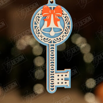 Intra απο ξύλο plywood 3mm-4mm πάχος – Το μαγικό κλειδί του Άγιου Βασίλη | Παιχνίδι Χριστουγεννιάτικου Δέντρου Δίασταση 20x20 cm INTRAFABR-105990903 - Image 1