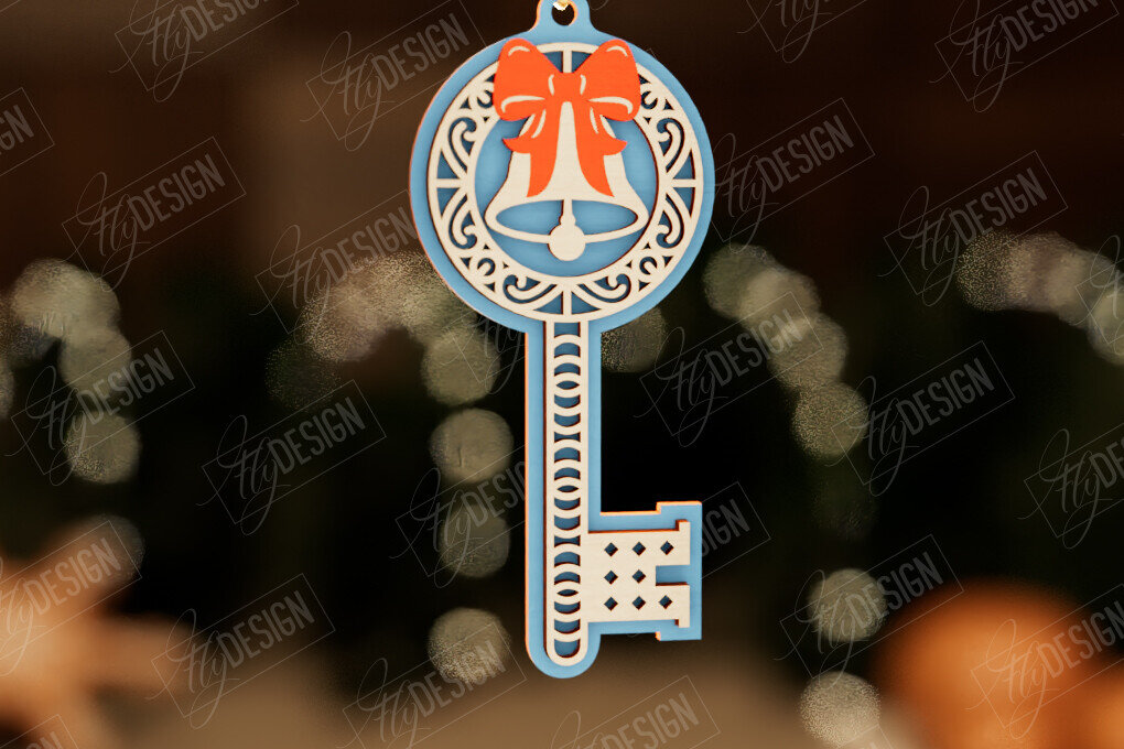 Intra απο ξύλο plywood 3mm-4mm πάχος – Το μαγικό κλειδί του Άγιου Βασίλη | Παιχνίδι Χριστουγεννιάτικου Δέντρου Δίασταση  20x20 cm INTRAFABR-105990903