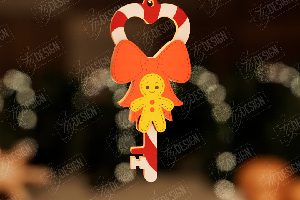 Intra απο ξύλο plywood 3mm-4mm πάχος – Το μαγικό κλειδί του Άγιου Βασίλη | Παιχνίδι Χριστουγεννιάτικου Δέντρου Δίασταση  20x20 cm INTRAFABR-105991214