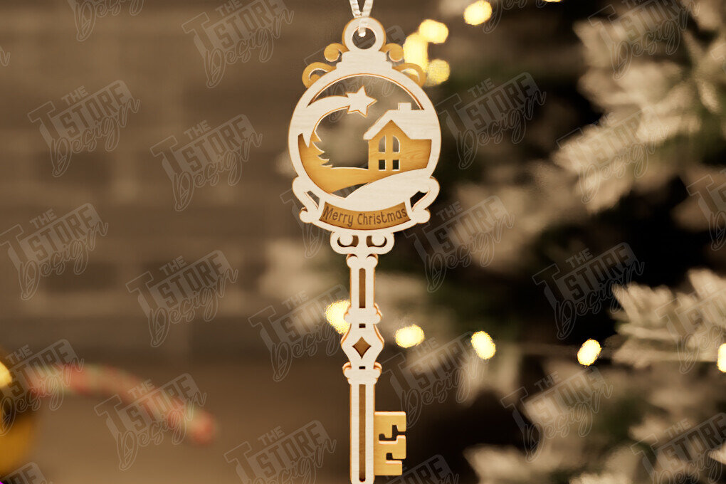 Intra απο ξύλο plywood 3mm-4mm πάχος – Το μαγικό κλειδί του Άγιου Βασίλη | Παιχνίδι Χριστουγεννιάτικου Δέντρου Δίασταση  20x20 cm INTRAFABR-105748076