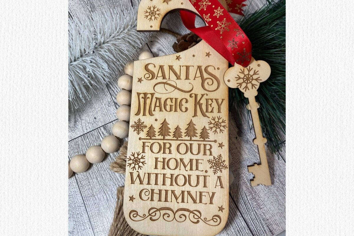 Intra απο ξύλο plywood 3mm-4mm πάχος – Santas Magic Key Laser Δίασταση  20x20 cm INTRAFABR-50026130