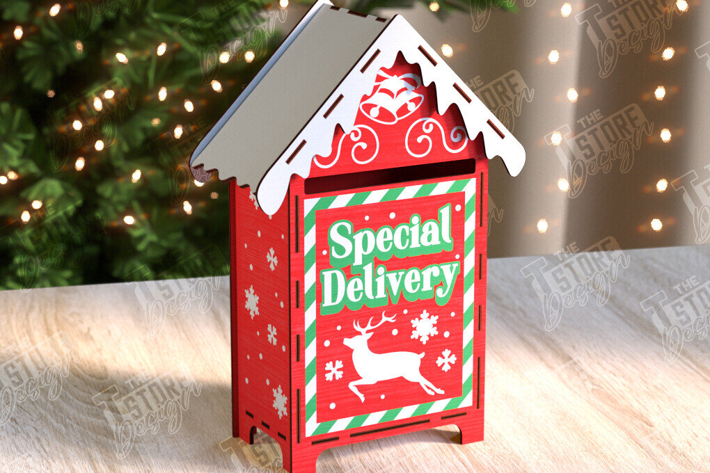 Intra απο ξύλο plywood 3mm-4mm πάχος – Το γραμματοκιβώτιο του Άγιου Βασίλη | Χριστουγεννιάτικο Ταχυδρομικό Κουτί Δίασταση  20x20 cm INTRAFABR-106018292