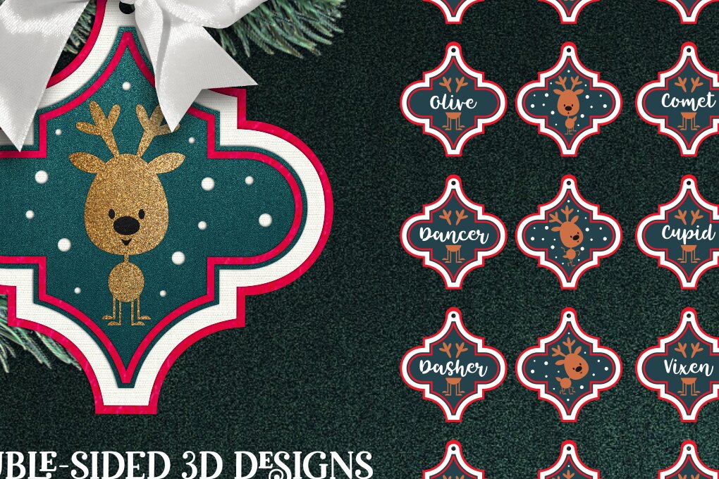 Intra απο ξύλο plywood 3mm-4mm πάχος – Τάρανδοι του Αϊ-Βασίλη-Χριστουγεννιάτικο Arabesque ή Δίασταση  20x20 cm INTRAFABR-17879998