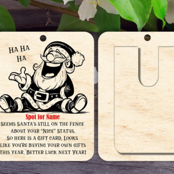 Intra απο ξύλο plywood 3mm-4mm πάχος – Δωροκάρτα Santa's Still on the Fence Δίασταση  20x20 cm INTRAFABR-111095392 - Image 1