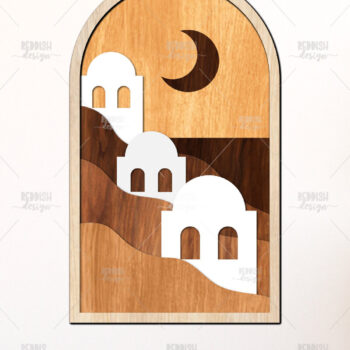 Intra απο ξύλο plywood 3mm-4mm πάχος – Santorini Crescent Night 3D Layered Δίασταση  20x20 cm INTRAFABR-125136132 - Image 1