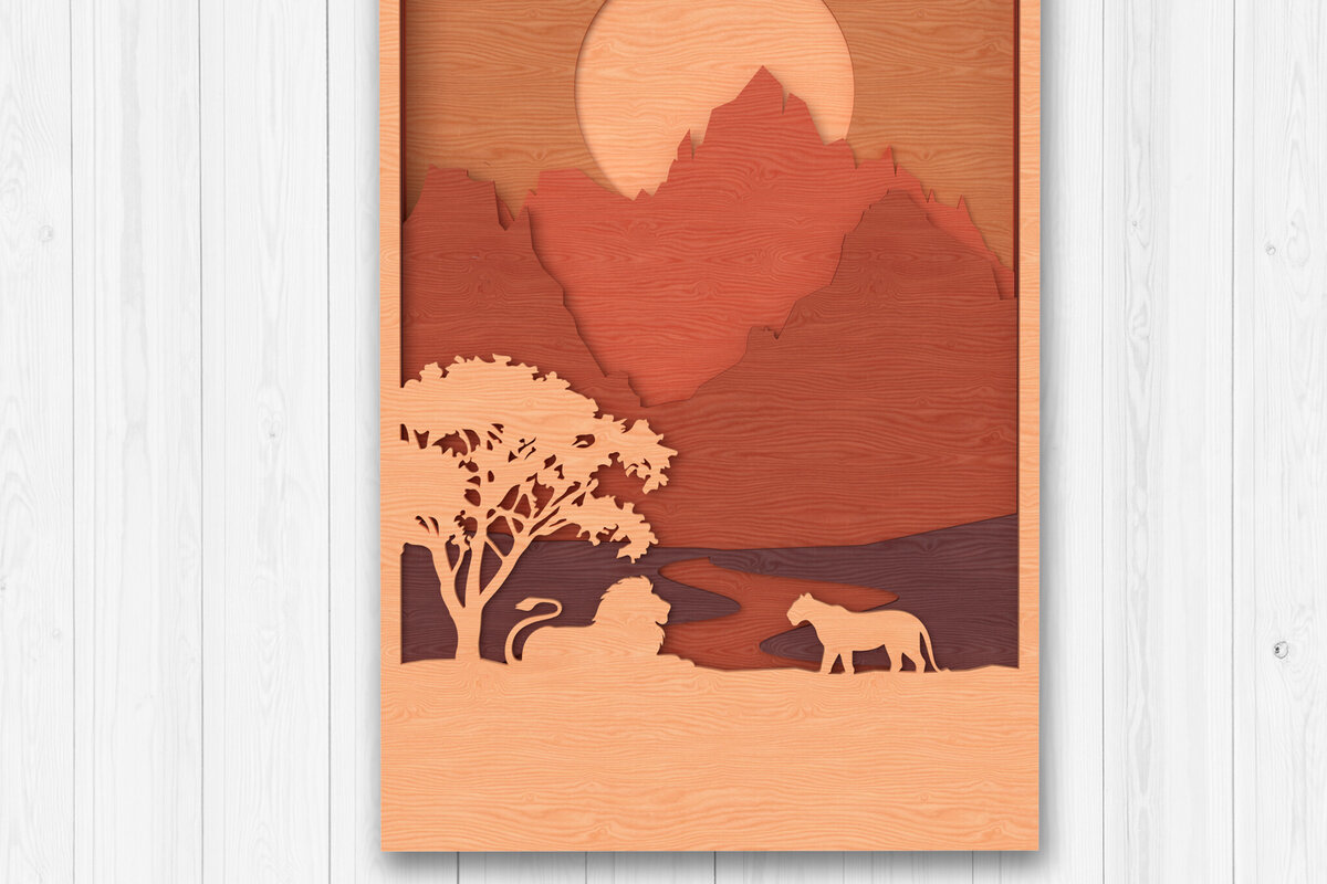 Intra απο ξύλο plywood 3mm-4mm πάχος – Savannah Sunset Layered Art Δίασταση  20x20 cm INTRAFABR-113766225