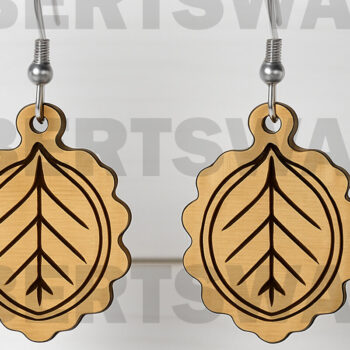 Intra απο ξύλο plywood 3mm-4mm πάχος – Σκουλαρίκια με περίγραμμα φύλλων χτένι Δίασταση  5x5 cm INTRAFABR-123813115 - Image 1