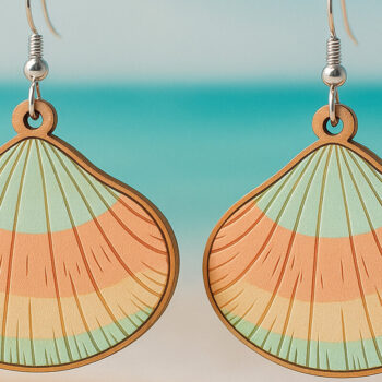 Intra απο ξύλο plywood 3mm-4mm πάχος – Σκουλαρίκια Scallop Shell Δίασταση  5x5 cm INTRAFABR-123757396 - Image 1