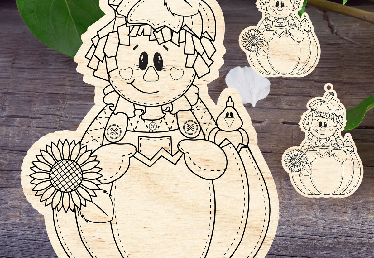 Intra απο ξύλο plywood 3mm-4mm πάχος – ScareCrow Fall Decor Laser Δίασταση  20x20 cm INTRAFABR-29620066