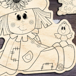 Intra απο ξύλο plywood 3mm-4mm πάχος – Σκιάχτρο συνεδρίαση κοριτσιών Δίασταση  20x20 cm INTRAFABR-30357318