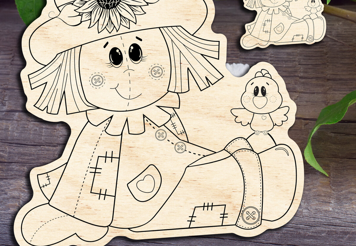 Intra απο ξύλο plywood 3mm-4mm πάχος – Σκιάχτρο συνεδρίαση κοριτσιών Δίασταση  20x20 cm INTRAFABR-30357318