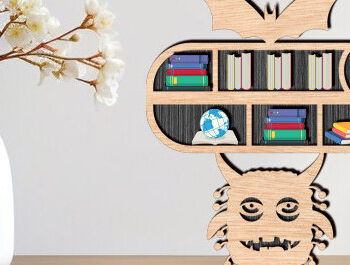 Intra απο ξύλο plywood 3mm-4mm πάχος – Scary Book Rall Stand Πακέτο κοπής με λέιζερ Δίασταση  20x20 cm INTRAFABR-99330867 - Image 2