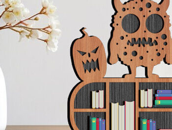 Intra απο ξύλο plywood 3mm-4mm πάχος – Scary Book Rall Stand Πακέτο κοπής με λέιζερ Δίασταση  20x20 cm INTRAFABR-99330867 - Image 6
