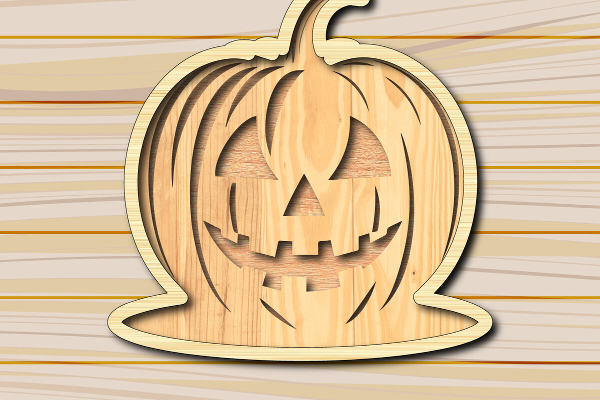 Intra απο ξύλο plywood 3mm-4mm πάχος –  Scary Pumpkin Face Laser-Cut Δίασταση  20x20 cm INTRAFABR-118219337
