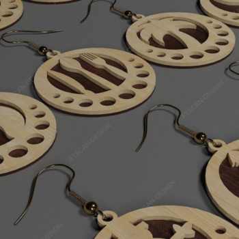 Intra απο ξύλο plywood 3mm-4mm πάχος – Scene Earring Bundle Cut Laser! 055 Δίασταση  5x5 cm INTRAFABR-117726451 - Image 1