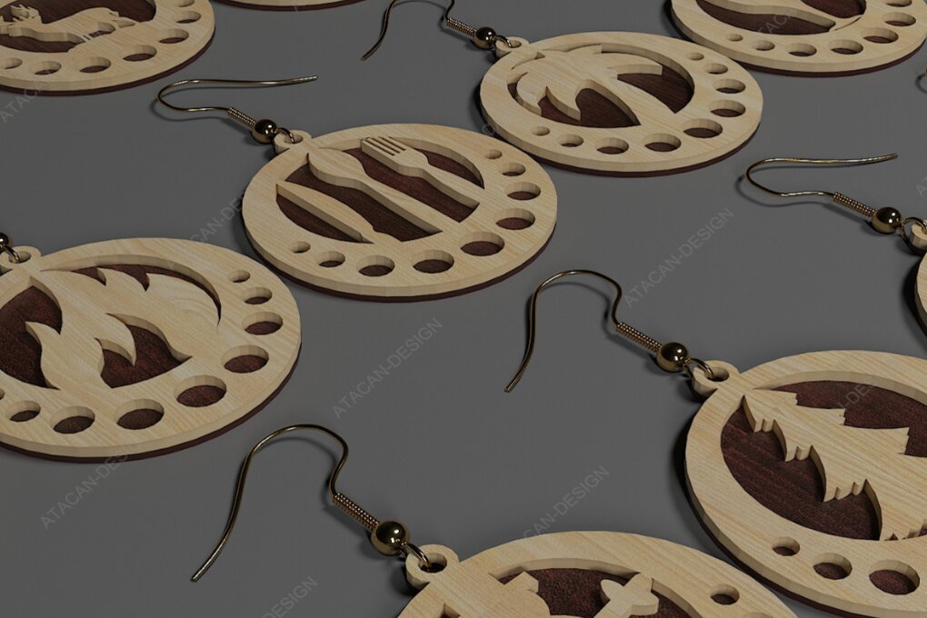 Intra απο ξύλο plywood 3mm-4mm πάχος – Scene Earring Bundle Cut Laser! 055 Δίασταση  5x5 cm INTRAFABR-117726451