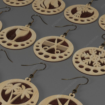 Intra απο ξύλο plywood 3mm-4mm πάχος – Scene Earring Bundle Cut Laser! 055 Δίασταση  5x5 cm INTRAFABR-117726451 - Image 2