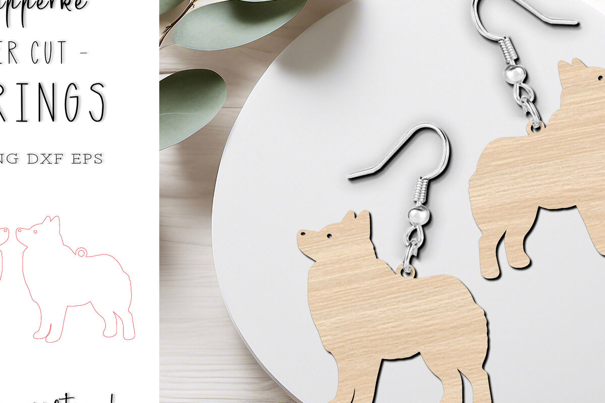 Intra απο ξύλο plywood 3mm-4mm πάχος – Σκουλαρίκια σκύλου Schipperke  κοπής με λέιζερ Δίασταση  5x5 cm INTRAFABR-120103147