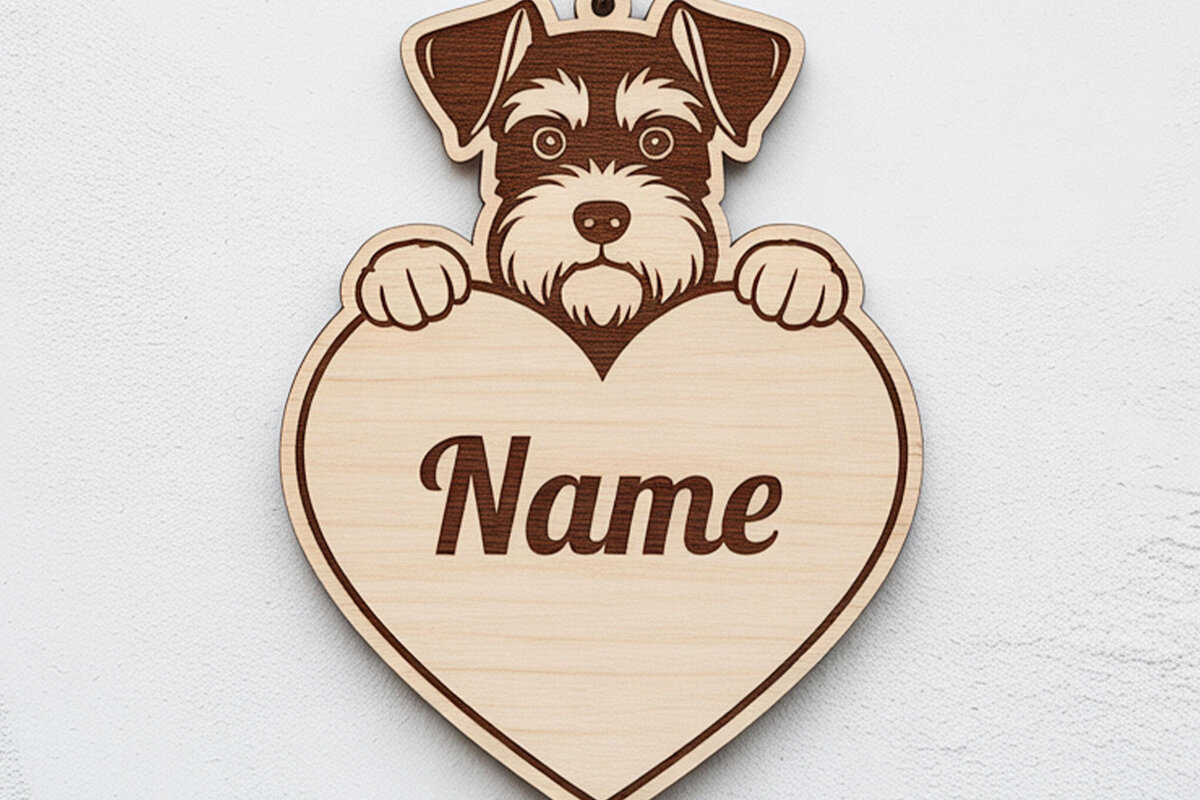 Intra απο ξύλο plywood 3mm-4mm πάχος – Μπρελόκ Schnauzer Dog Δίασταση  5x5 cm INTRAFABR-122244858