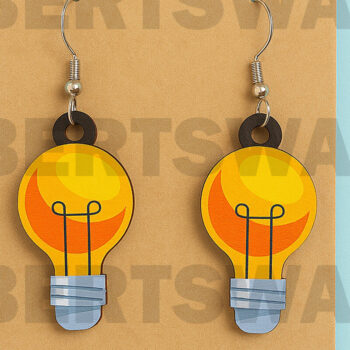 Intra απο ξύλο plywood 3mm-4mm πάχος – School Bell Earrings – Κίτρινο Κόκκινο Δίασταση  5x5 cm INTRAFABR-124968227 - Image 1