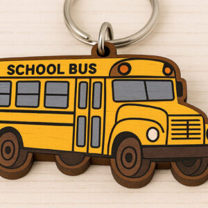 Intra απο ξύλο plywood 3mm-4mm πάχος – Μπρελόκ σχολικού λεωφορείου Δίασταση  5x5 cm INTRAFABR-120897466