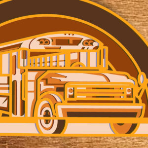 Intra απο ξύλο plywood 3mm-4mm πάχος – Σχολικό λεωφορείο Πολυστρωματικό Στολίδι Δίασταση  20x20 cm INTRAFABR-77274484