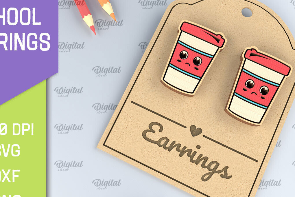 Intra απο ξύλο plywood 3mm-4mm πάχος – Σχολικά σκουλαρίκια. Κοσμήματα Δίασταση  5x5 cm INTRAFABR-96059210