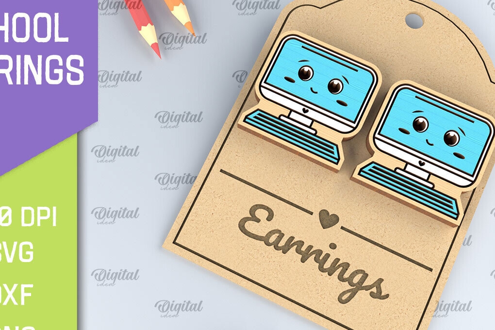 Intra απο ξύλο plywood 3mm-4mm πάχος – Σχολικά σκουλαρίκια. Κοσμήματα Δίασταση  5x5 cm INTRAFABR-96059605