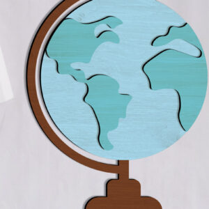 Intra απο ξύλο plywood 3mm-4mm πάχος – Πρότυπο αποκοπής με λέιζερ School Globe Δίασταση  20x20 cm INTRAFABR-99675371