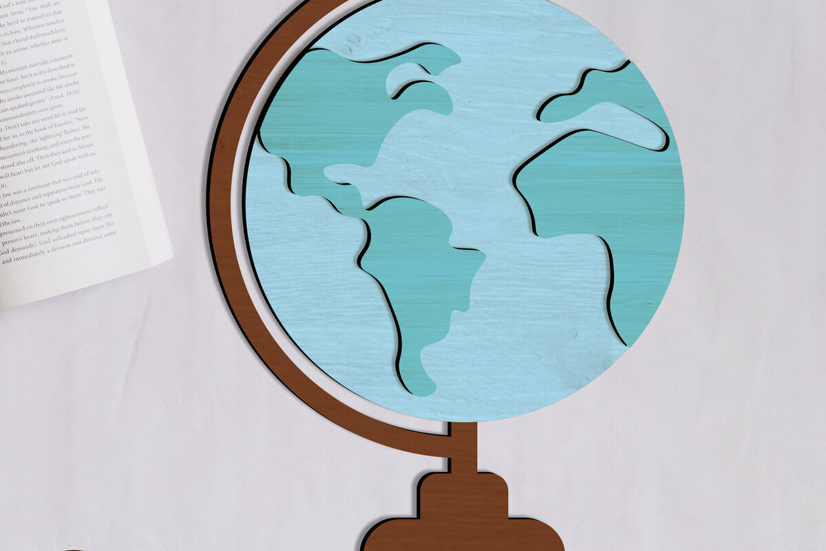 Intra απο ξύλο plywood 3mm-4mm πάχος – Πρότυπο αποκοπής με λέιζερ School Globe Δίασταση  20x20 cm INTRAFABR-99675371