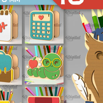 Intra απο ξύλο plywood 3mm-4mm πάχος – Δέσμη κοπής με λέιζερ Σχολικές Μολυβοθήκες Δίασταση 20x20 cm INTRAFABR-103365469 - Image 1