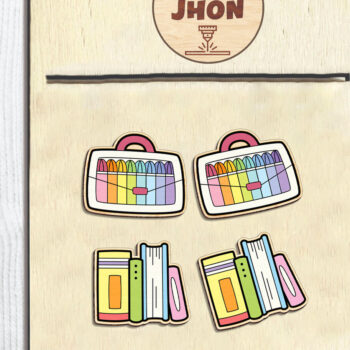 Intra απο ξύλο plywood 3mm-4mm πάχος – Κόψιμο αρχείου School Stud Earring Δίασταση  5x5 cm INTRAFABR-97030743 - Image 2