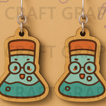 Intra απο ξύλο plywood 3mm-4mm πάχος – Αρχείο αποκοπής για Science Beaker Earrings Δίασταση  5x5 cm INTRAFABR-125208477 - Image 1