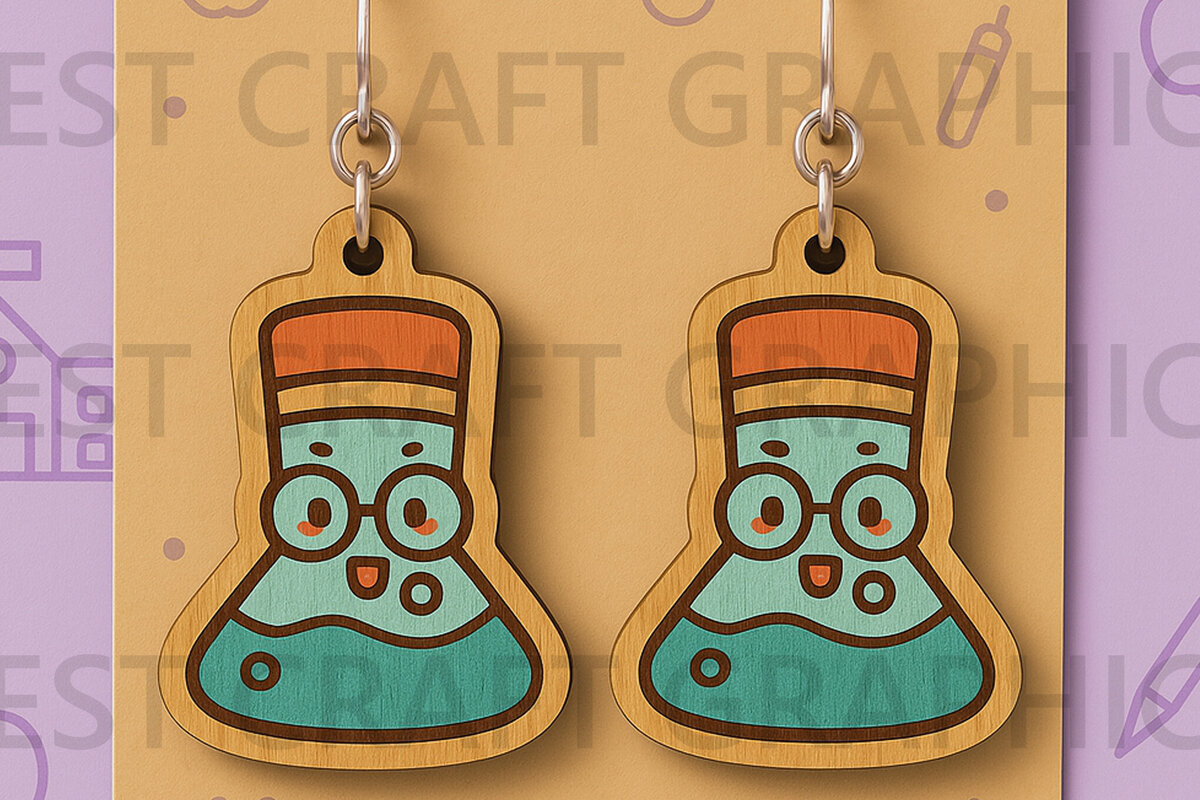 Intra απο ξύλο plywood 3mm-4mm πάχος – Αρχείο αποκοπής για Science Beaker Earrings Δίασταση  5x5 cm INTRAFABR-125208477