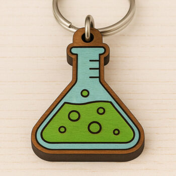 Intra απο ξύλο plywood 3mm-4mm πάχος – Μπρελόκ Science Beaker Δίασταση  5x5 cm INTRAFABR-120897324 - Image 1