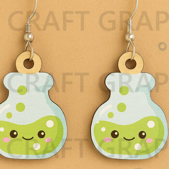 Intra απο ξύλο plywood 3mm-4mm πάχος – Science Flask Earrings – Chemistry Lab Δίασταση  5x5 cm INTRAFABR-124956743 - Image 1