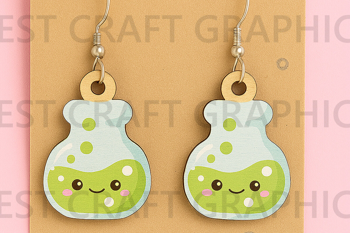 Intra απο ξύλο plywood 3mm-4mm πάχος – Science Flask Earrings – Chemistry Lab Δίασταση  5x5 cm INTRAFABR-124956743