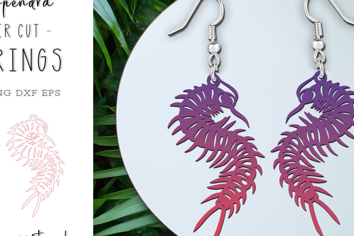 Intra απο ξύλο plywood 3mm-4mm πάχος – Scolopendra αποκριάτικα σκουλαρίκια με λέιζερ Δίασταση  5x5 cm INTRAFABR-120902873