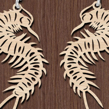 Intra απο ξύλο plywood 3mm-4mm πάχος – Scolopendra αποκριάτικα σκουλαρίκια με λέιζερ Δίασταση  5x5 cm INTRAFABR-120902873 - Image 2