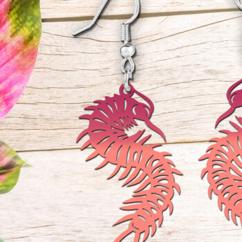 Intra απο ξύλο plywood 3mm-4mm πάχος – Scolopendra αποκριάτικα σκουλαρίκια με λέιζερ Δίασταση  5x5 cm INTRAFABR-120902873 - Image 3