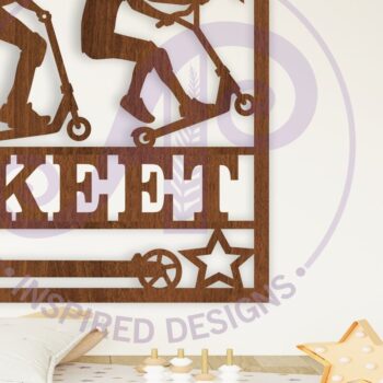 Intra απο ξύλο plywood 3mm-4mm πάχος – Scooter Ανδρικό Σήμα Laser Δίασταση  20x20 cm INTRAFABR-103754274 - Image 1