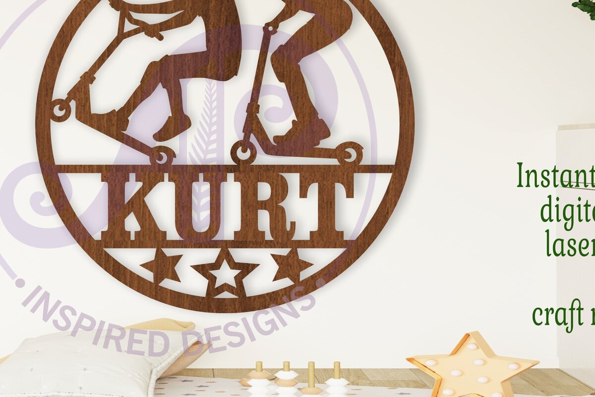 Intra απο ξύλο plywood 3mm-4mm πάχος – Σήμα ονόματος Laser με θέμα το σκούτερ Δίασταση  20x20 cm INTRAFABR-104518221