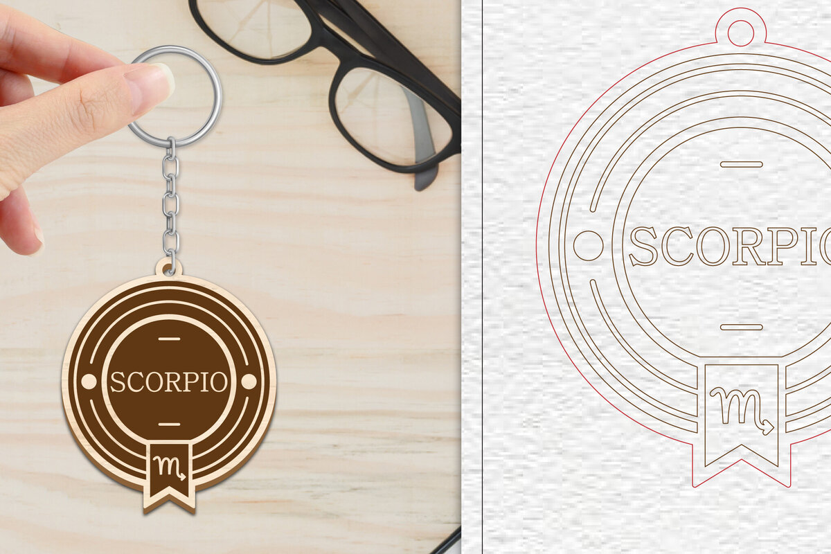 Intra απο ξύλο plywood 3mm-4mm πάχος – Scorpio Keychain | Ζώδιο Δίασταση  5x5 cm INTRAFABR-102216734