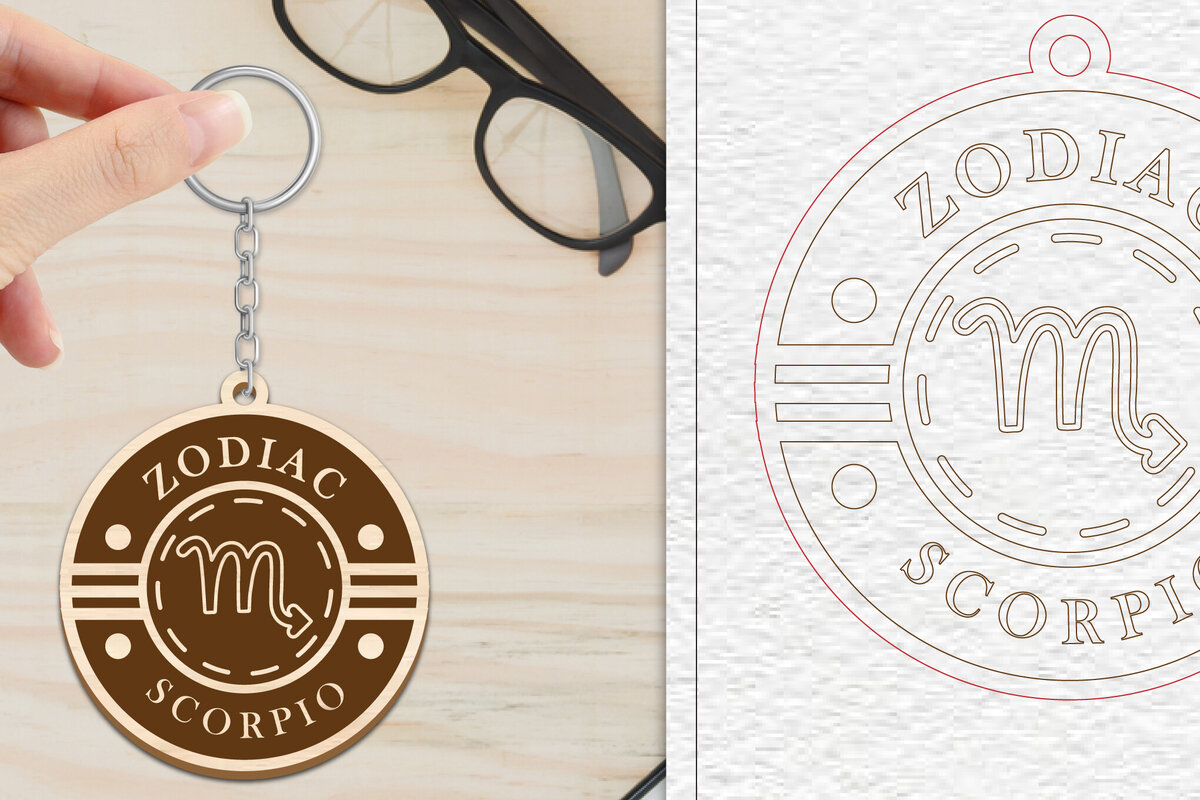 Intra απο ξύλο plywood 3mm-4mm πάχος – Scorpio Keychain | Ζώδιο Δίασταση  5x5 cm INTRAFABR-102217156