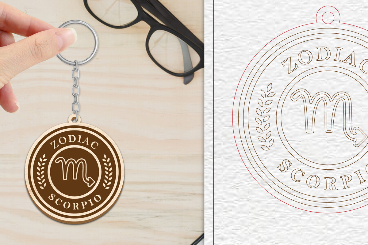 Intra απο ξύλο plywood 3mm-4mm πάχος – Scorpio Keychain | Ζώδιο Δίασταση  5x5 cm INTRAFABR-102217499