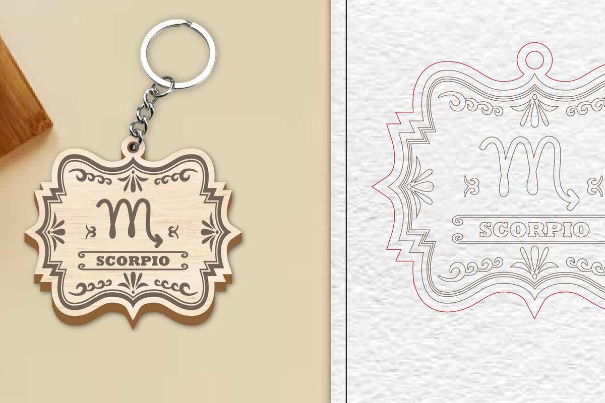 Intra απο ξύλο plywood 3mm-4mm πάχος – Scorpio Keychain | Ζώδιο Δίασταση  5x5 cm INTRAFABR-99972131